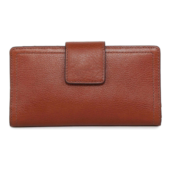 Women's Logan Leather Wallet RFID Blocking Tab Clutch, Brown